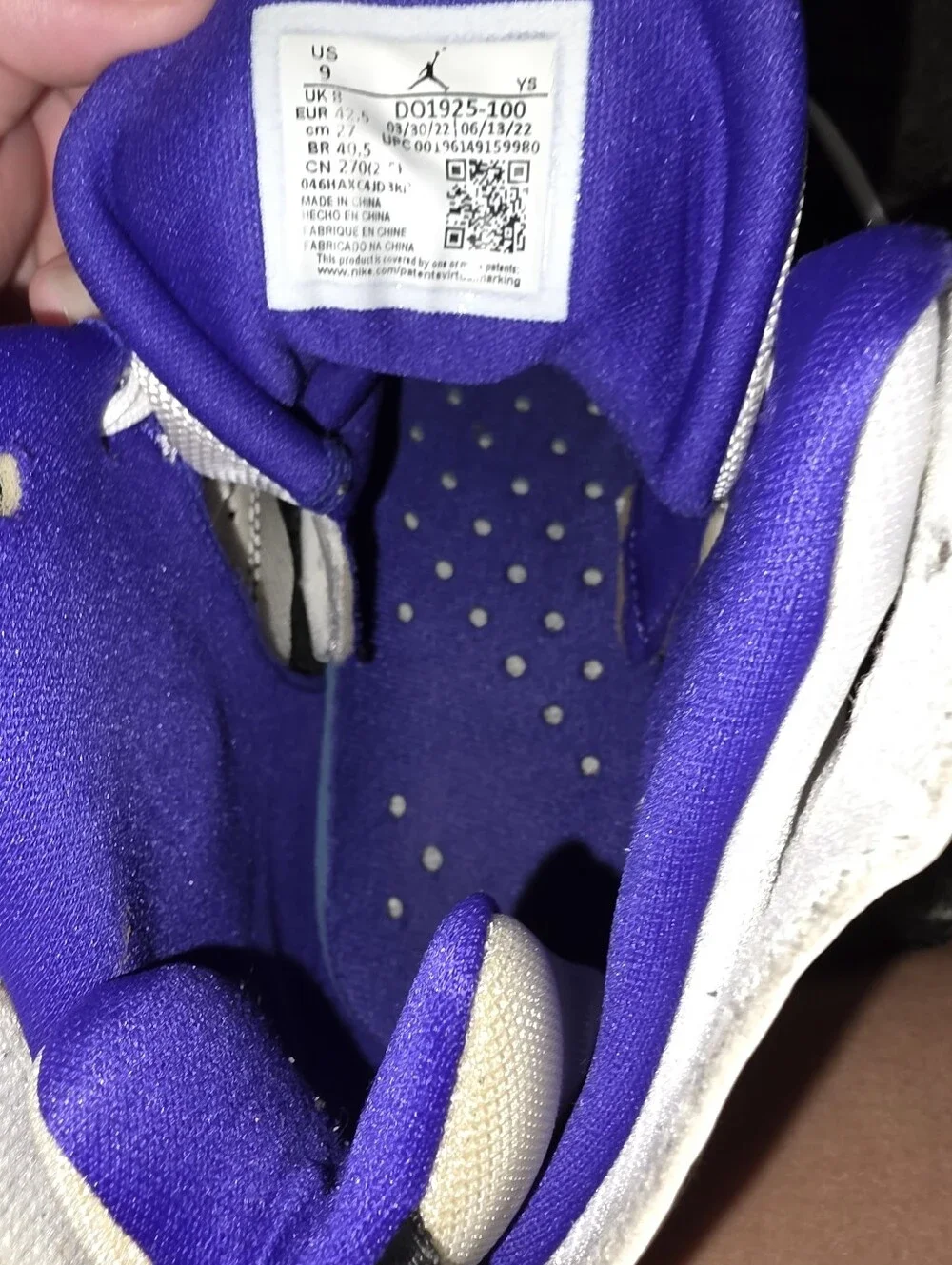 Jordan Men's Athletic Shoes - White, Purple & Black
